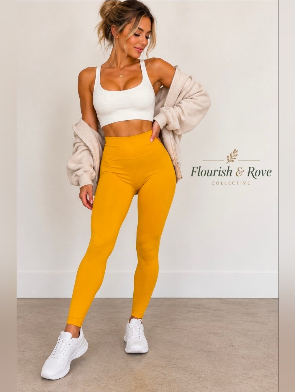 Alphalete Seamless Scrunch Leggings XS Mustard Yellow High Rise Gym Workout